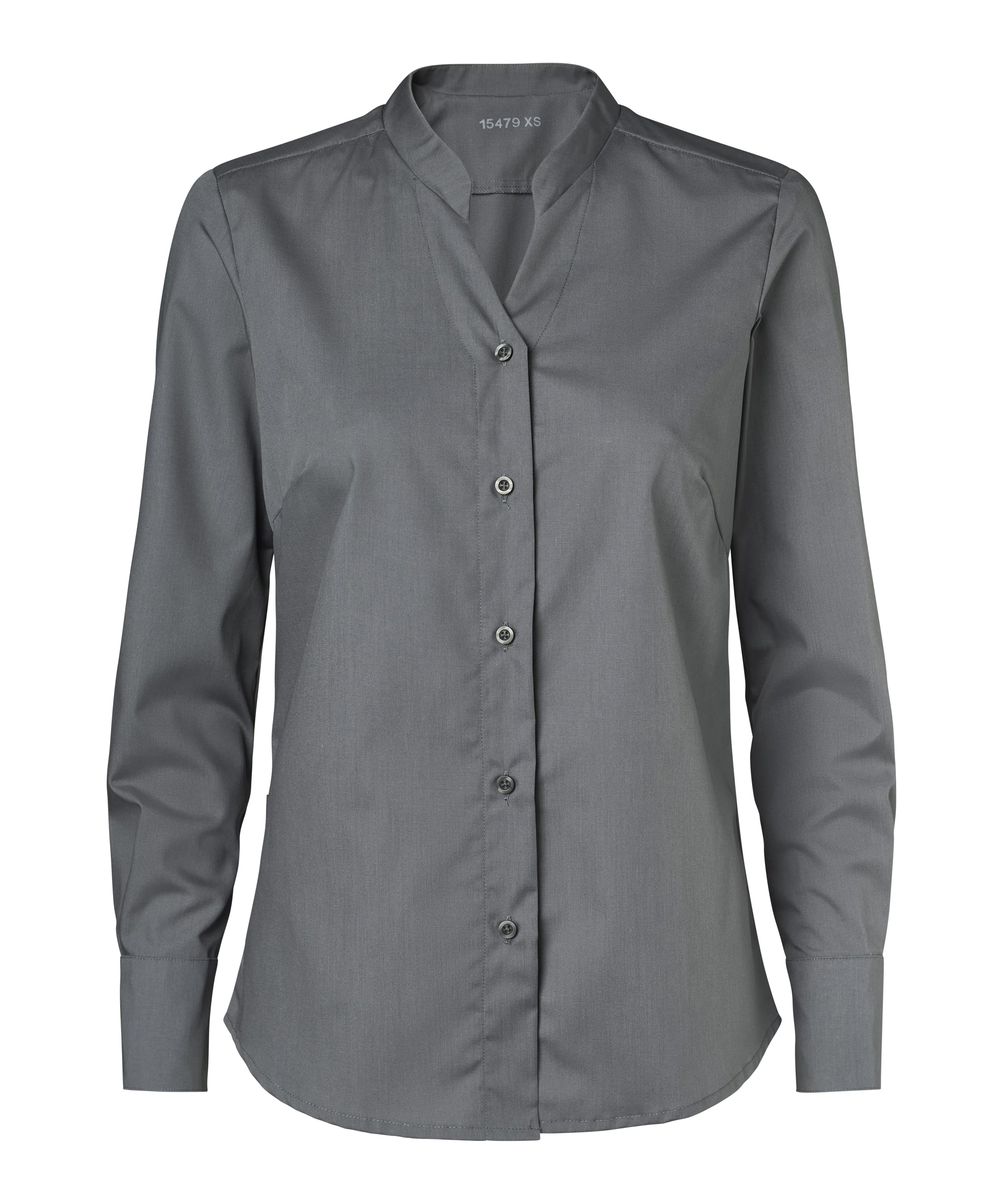 Damenbluse m. Teardrop Kragen - nimbus grey