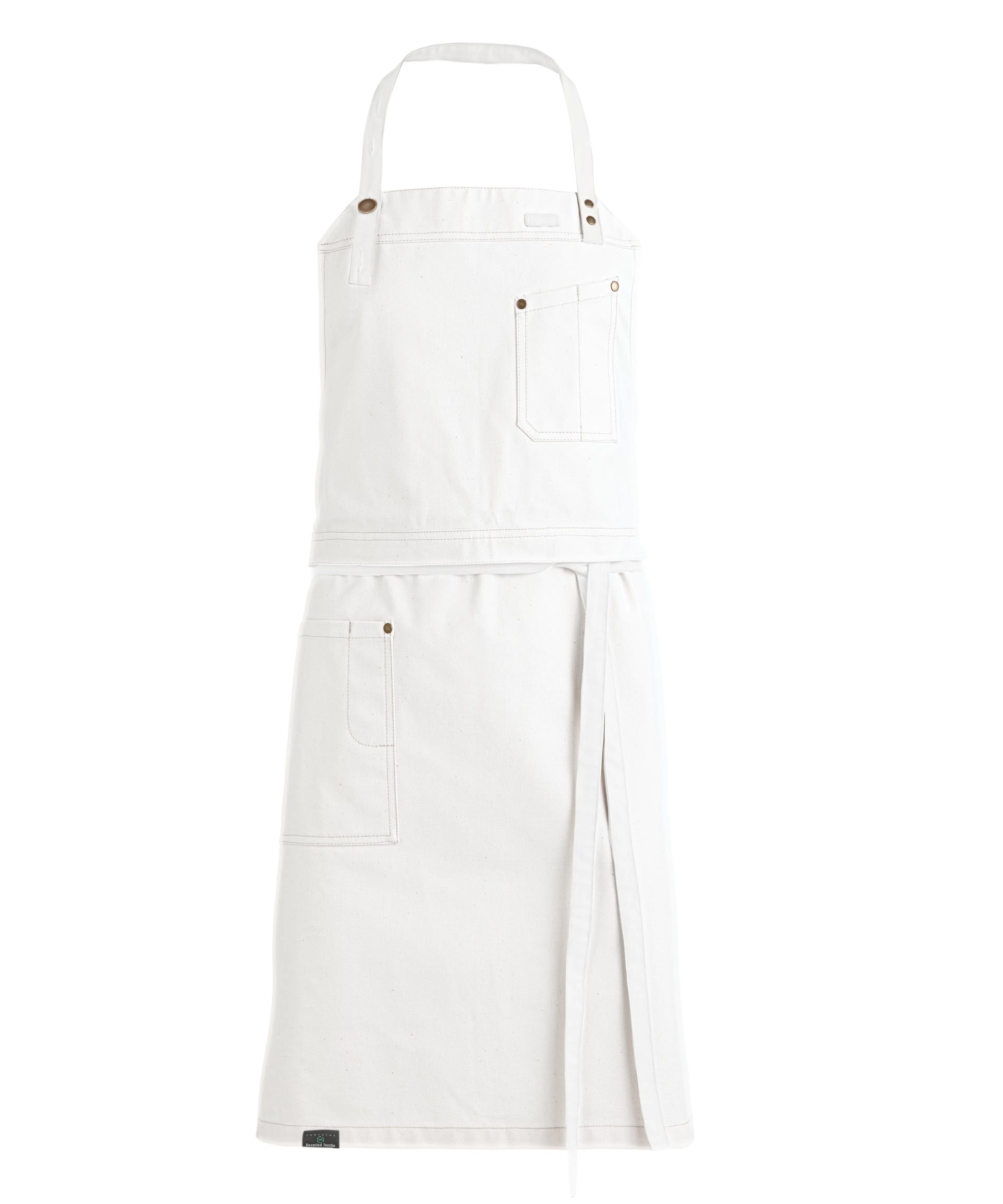 Raw Latzschürze m. taschen - weiß