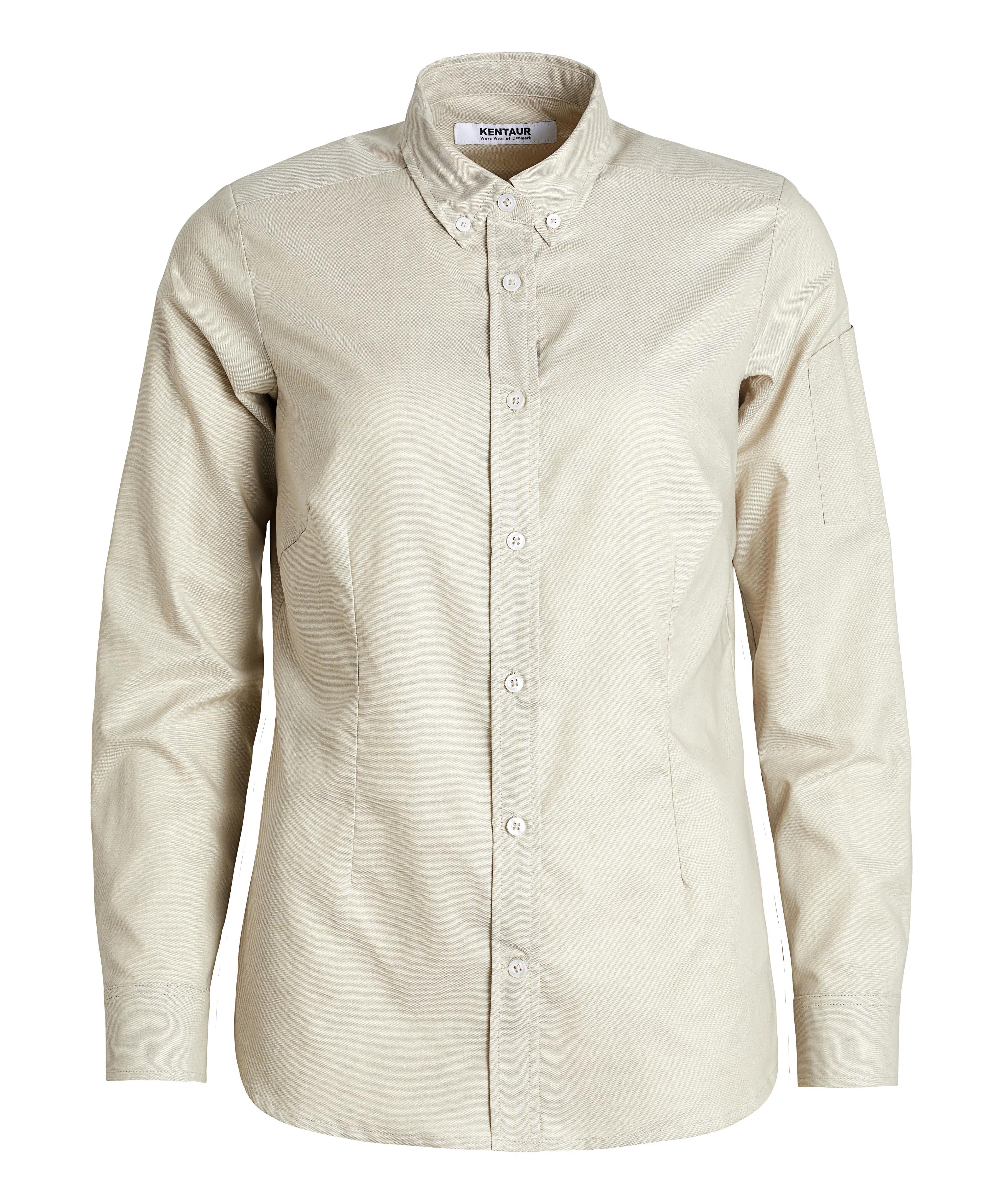 Oxford Damenbluse Button-Down - sand