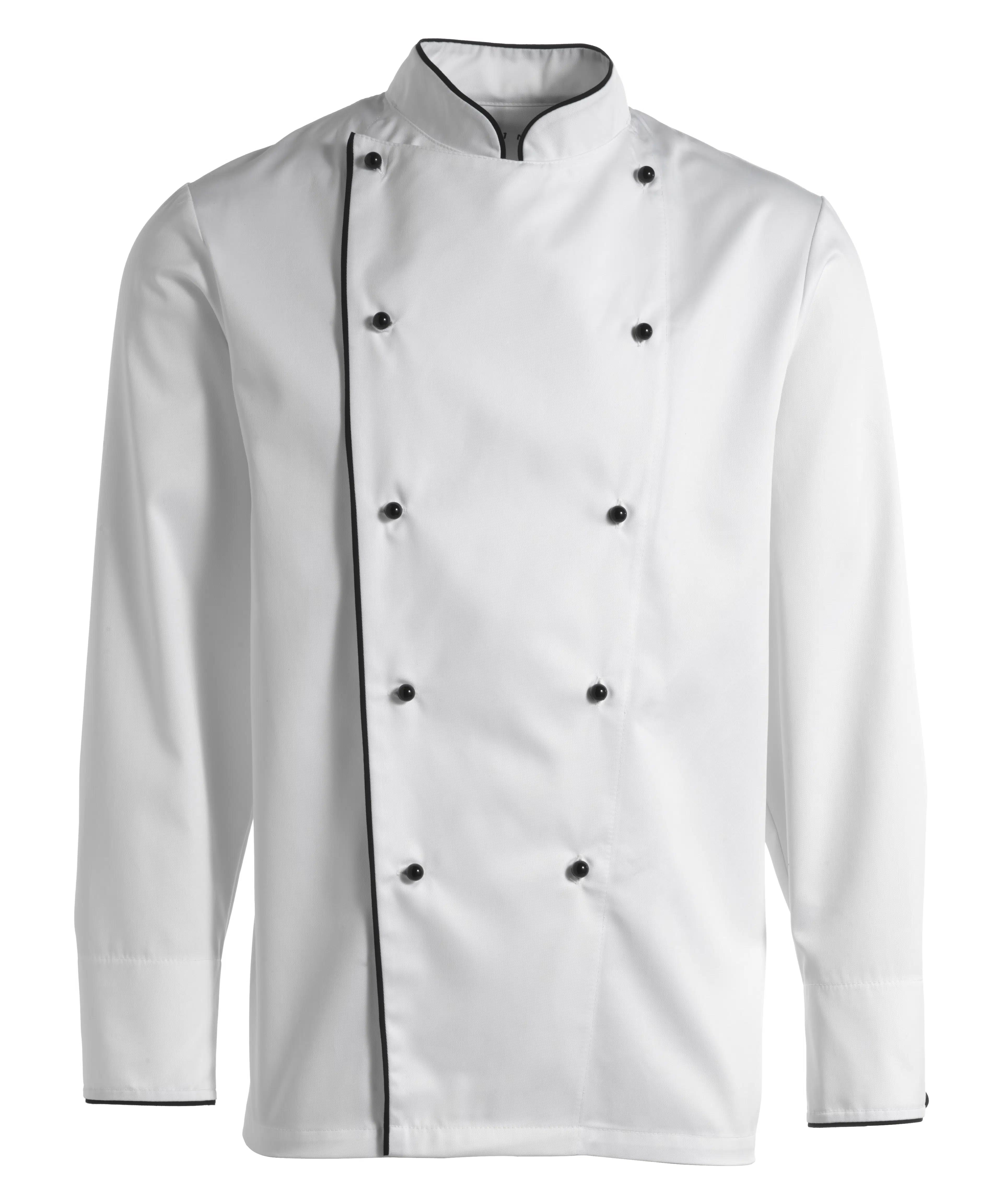 Kochjacke m. Piping - schwarz piping