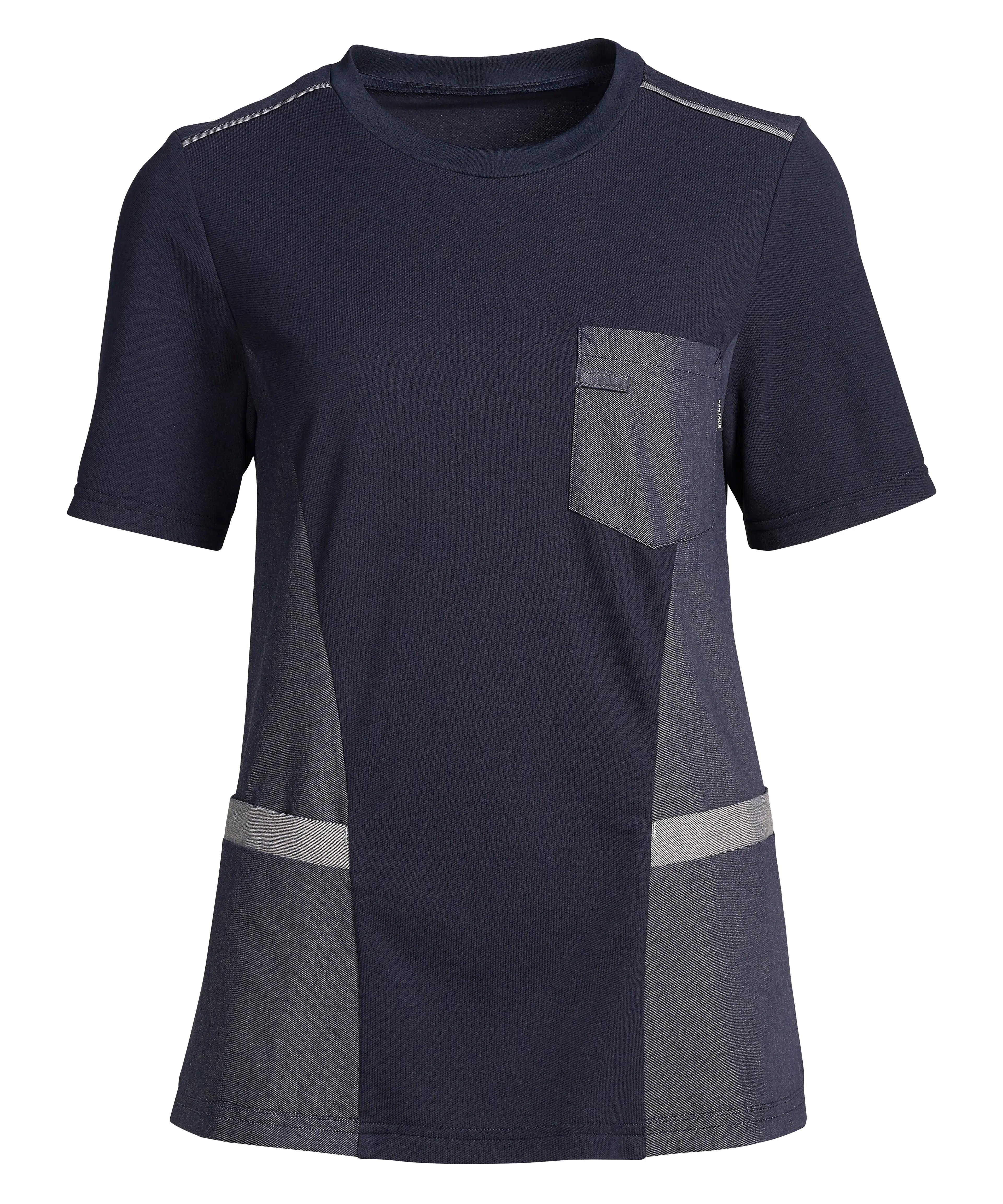Damen Piqué Shirt - denim blau